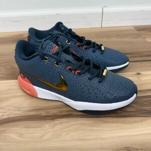 Nike Basketball Sneakers in Navy with Gold and Coral Accents